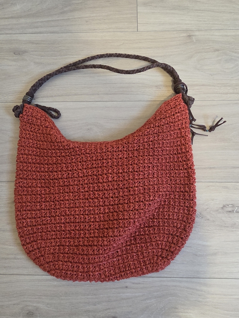 Happy & Free The Sak Rust Red Crocheted Boho Hobo Shoulder Bag